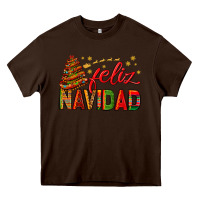 Chocolate Brown Feliz Navidad With Sombrero Tree Heavy Core Tee - BundleAndBundleShop