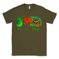 Army Green Peace Love Frogs Classic Tee - Jasminsmagicworld
