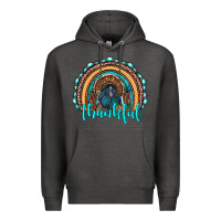 Charcoal Heather western thanksgiving rainbow with turkey Premium Hoodie - RanaPortraitStore