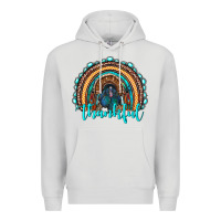 Dove Grey western thanksgiving rainbow with turkey Premium Hoodie - RanaPortraitStore