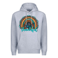 Heather Grey western thanksgiving rainbow with turkey Premium Hoodie - RanaPortraitStore