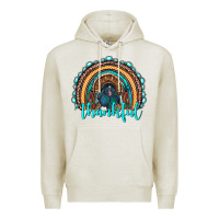 Oatmeal Heather western thanksgiving rainbow with turkey Premium Hoodie - RanaPortraitStore