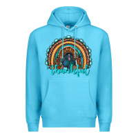 Ocean Blue western thanksgiving rainbow with turkey Premium Hoodie - RanaPortraitStore