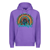 Purple western thanksgiving rainbow with turkey Premium Hoodie - RanaPortraitStore