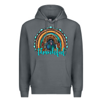 Rock western thanksgiving rainbow with turkey Premium Hoodie - RanaPortraitStore