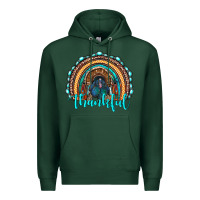 Sports Green western thanksgiving rainbow with turkey Premium Hoodie - RanaPortraitStore
