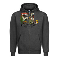 Charcoal Heather florida state cowhide serape cactus Zipper Hoodie - RanaPortraitStore