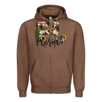 Chestnut florida state cowhide serape cactus Zipper Hoodie - RanaPortraitStore