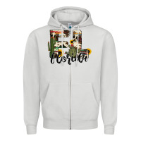 Dove Grey florida state cowhide serape cactus Zipper Hoodie - RanaPortraitStore