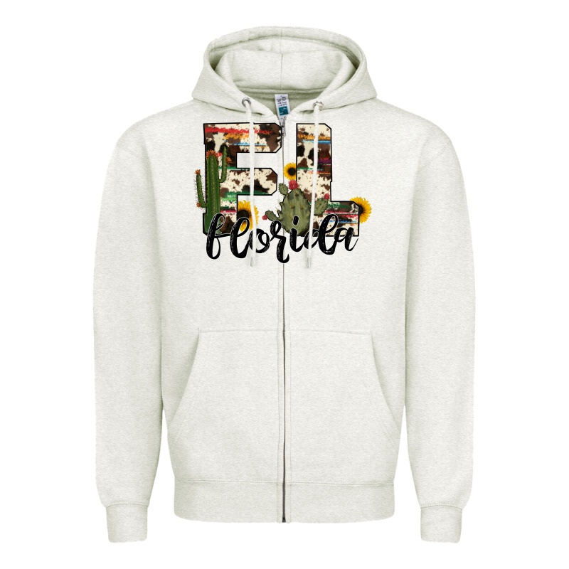 Florida State Cowhide Serape Cactus Zipper Hoodie by RanaPortraitStore | Teevron