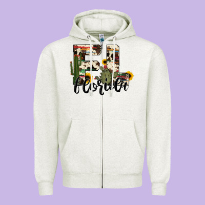 Florida State Cowhide Serape Cactus Zipper Hoodie Designed By Ranaportraitstore