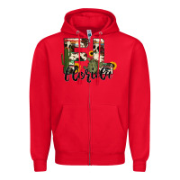 Red florida state cowhide serape cactus Zipper Hoodie - RanaPortraitStore
