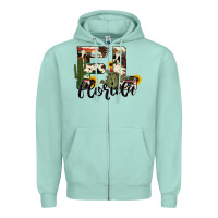 Seafoam florida state cowhide serape cactus Zipper Hoodie - RanaPortraitStore