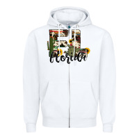 White florida state cowhide serape cactus Zipper Hoodie - RanaPortraitStore