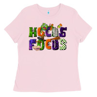 Bubblegum Pink Hocus Focus Teacher Halloween Ladies Tee - LillyAllenDesigns