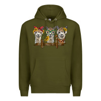 Army Green 3 alpacas Premium Hoodie - BarkalooDesign