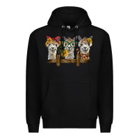 Black 3 alpacas Premium Hoodie - BarkalooDesign