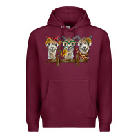Burgundy 3 alpacas Premium Hoodie - BarkalooDesign