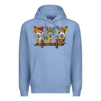 Colony Blue 3 alpacas Premium Hoodie - BarkalooDesign