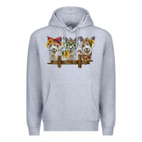 Heather Grey 3 alpacas Premium Hoodie - BarkalooDesign