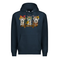 Navy 3 alpacas Premium Hoodie - BarkalooDesign
