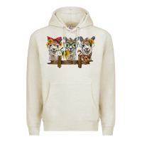 Oatmeal Heather 3 alpacas Premium Hoodie - BarkalooDesign