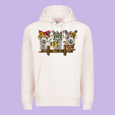 3 Alpacas Premium Hoodie Designed By Barkaloodesign