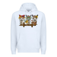 White 3 alpacas Premium Hoodie - BarkalooDesign