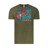 Vintage Olive im just here trusting jesus Vintage Tee - CowhideDigitalArt
