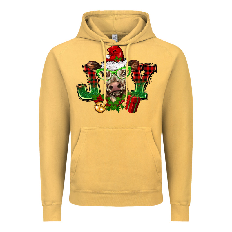 Christmas Joy Cow Vintage Hoodie by BarkalooDesign | Teevron