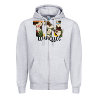 Heather Grey tenesse state cowhide serape cactus Zipper Hoodie - RanaPortraitStore