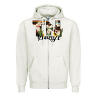 Oatmeal Heather tenesse state cowhide serape cactus Zipper Hoodie - RanaPortraitStore