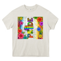 Cream LGBTQ+ Pride With Flower Tumbler Heavy Core Tee - BundleAndBundleShop