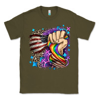 Army Green LGBTQ+ and American flag Classic Tee - FaDigitalArtStudio