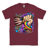 Burgundy LGBTQ+ and American flag Classic Tee - FaDigitalArtStudio