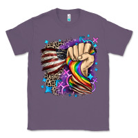 Lavender LGBTQ+ and American flag Classic Tee - FaDigitalArtStudio
