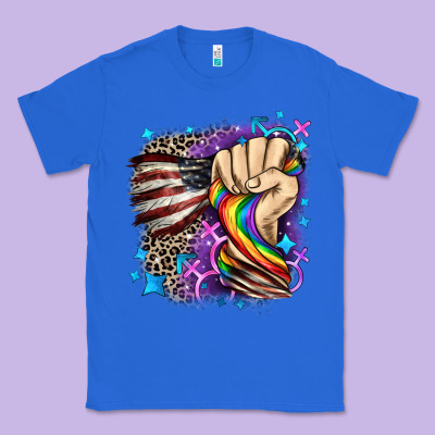 Lgbtq+ And American Flag Classic Tee Designed By Fadigitalartstudio
