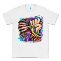 White LGBTQ+ and American flag Classic Tee - FaDigitalArtStudio
