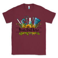 Burgundy customize nail tools with sunflower preview Classic Tee - BarkalooDesign