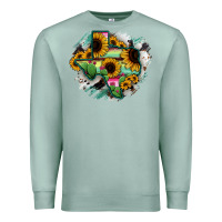 Seafoam Texas Map Sunflower Cactus Serape Premium Sweatshirt - RanaPortraitStore