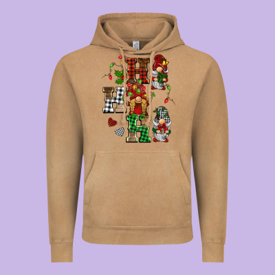 Christmas Ho Ho Ho Gnomes Vintage Hoodie Designed By Barkaloodesign