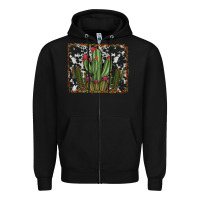 Black aztec cowhide cacti Zipper Hoodie - RanaPortraitStore