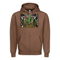 Chestnut aztec cowhide cacti Zipper Hoodie - RanaPortraitStore