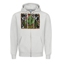 Dove Grey aztec cowhide cacti Zipper Hoodie - RanaPortraitStore