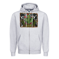 Heather Grey aztec cowhide cacti Zipper Hoodie - RanaPortraitStore