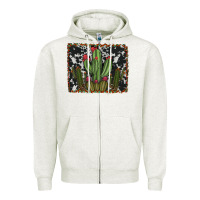 Oatmeal Heather aztec cowhide cacti Zipper Hoodie - RanaPortraitStore