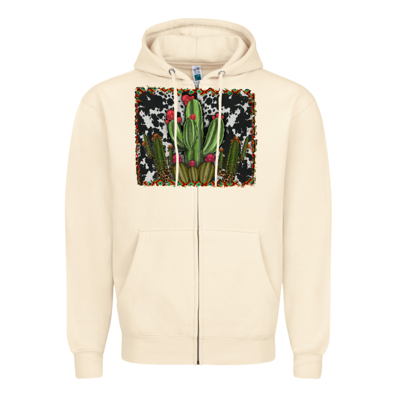 Aztec Cowhide Cacti Zipper Hoodie by RanaPortraitStore | Teevron