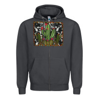 Smoke aztec cowhide cacti Zipper Hoodie - RanaPortraitStore