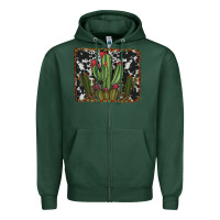 Sports Green aztec cowhide cacti Zipper Hoodie - RanaPortraitStore