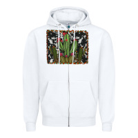 White aztec cowhide cacti Zipper Hoodie - RanaPortraitStore